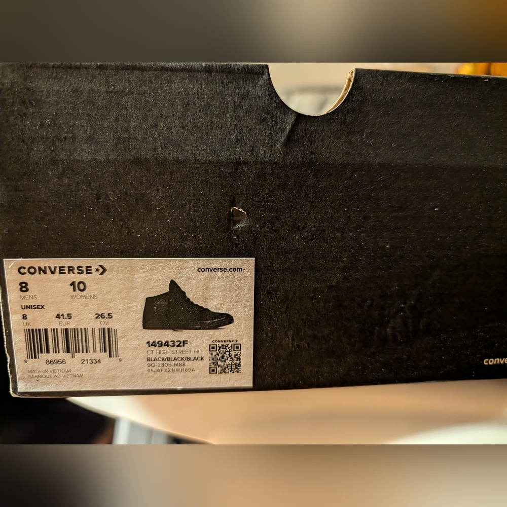 Converse Chuck Taylor High Street Hi 'Triple Black' Sneakers Size M8 W10 N/Box - Picture 11 of 12